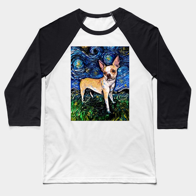 Fawn Boston Terrier Night Baseball T-Shirt by sagittariusgallery